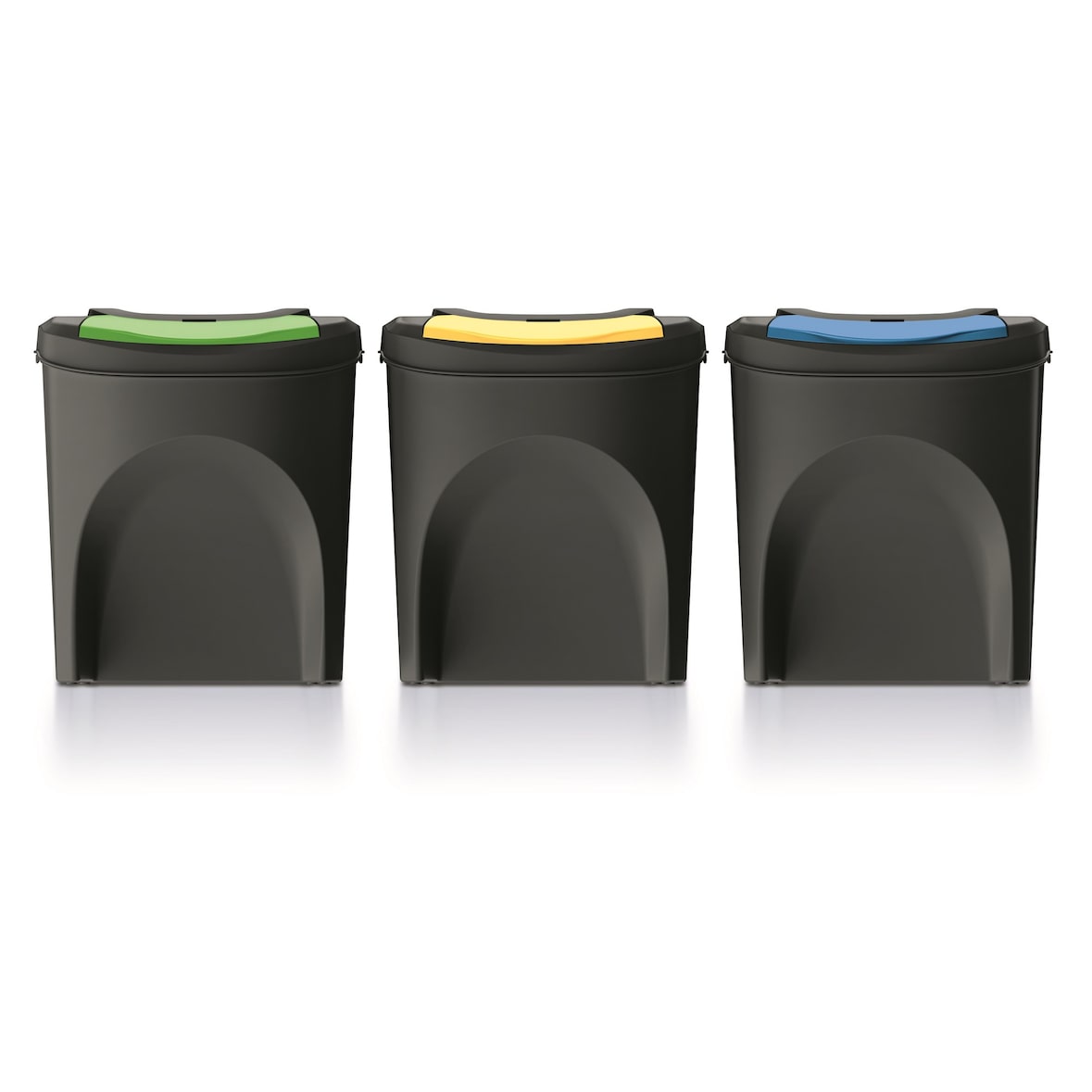 Set 3 cubos de basura KEDEN SORTIBOX 100% plástico reciclado, negro, 75L