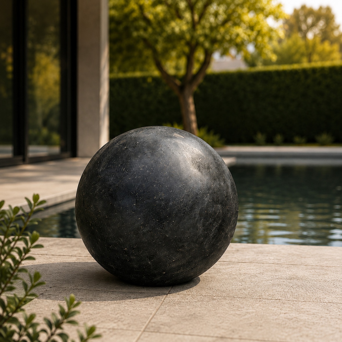 Bola decorativa jardín granito negro pulido esfera piedra natural diámetro 20 cm 12 kg exterior