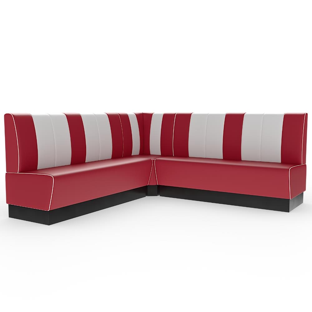 Americano Retro Eckbank | 224x224 cm | Dinerbank Set Rot & Weiß | Gastro Sitzbank mit Ecke