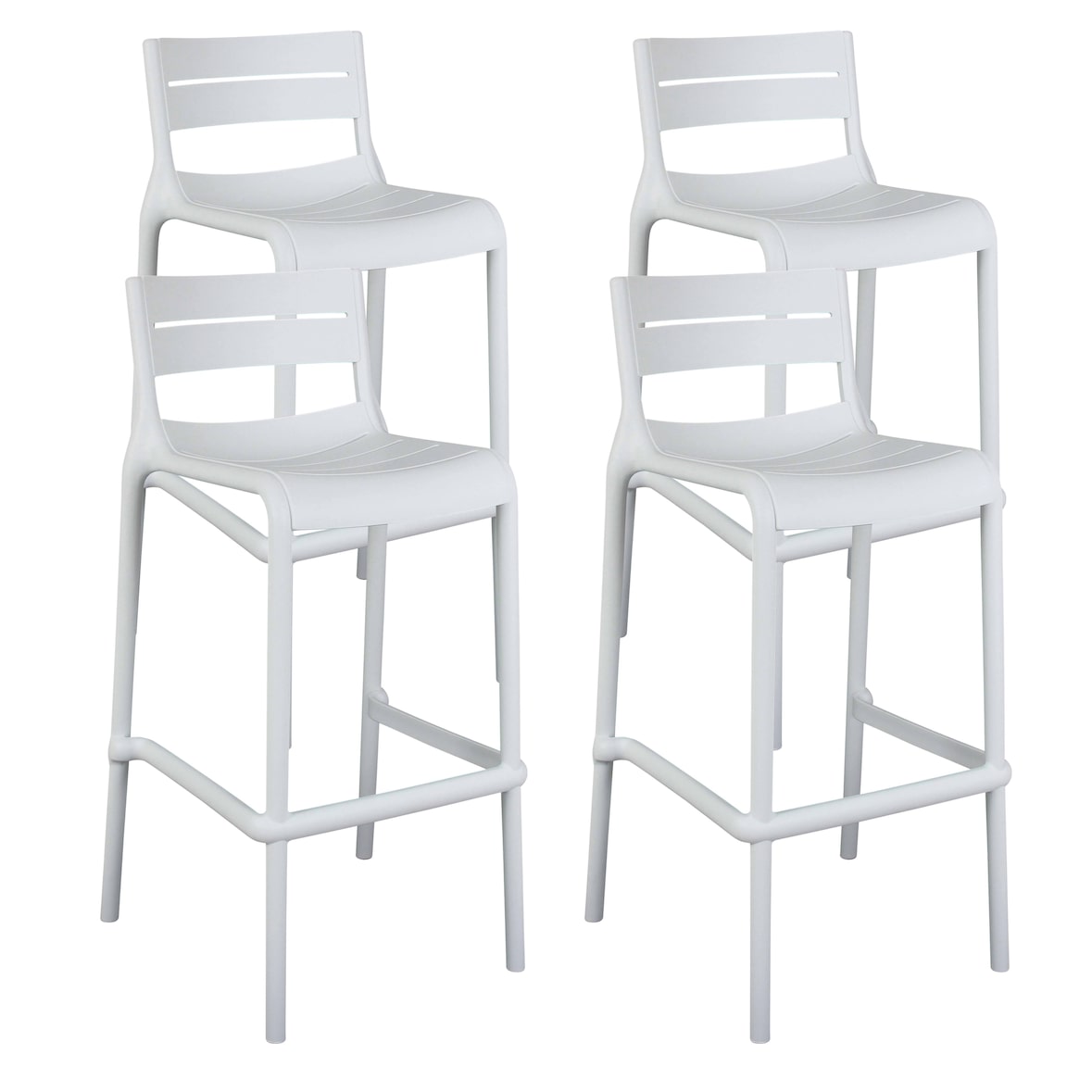 Set van 4 witte kunststof terrasstoelen