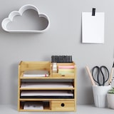 thumbnail of Relaxdays Schreibtisch Organizer, Briefablage A4, Notizzettel und Stifte ordnen, Schublade, Ordnungssystem Büro, Bambus