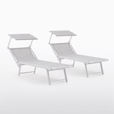 thumbnail of 2 ligbedden met zonnescherm, verstelbare rugleuning, van aluminium en textilene, modern design, duurzaam, ergonomisch, lichtgewicht, opvouwbaar Marina