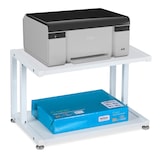 thumbnail of Relaxdays Druckerständer, 2 Ablagen, Schreibtischaufsatz für Drucker, HBT 28x45x28 cm, Druckertisch, Druckerhalter, weiß