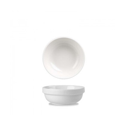 Witte bamboe saladeschaal 12 cm x 28 cm hoog, 4,5 cm dik, Churchill wit reliëf, verpakking van 6 stuks