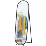 thumbnail of Standspiegel Ganzkörperspiegel oval 160x40x4 cm Schwarz mit Ständer, Metallrahmen, klare Reflexion, flexibel freistehend oder angelehnt