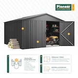 thumbnail of Hoggar - Caseta Jardín Exterior 12,46m2 Pioneer Y130 - Columnas en V - Estructura Autoportante - Doble Puerta - Techo Robusto - Cobertizo Metálico