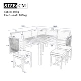 thumbnail of Merax Gartenlounge-Set für 8 Personen, Gartenmöbel Sitzgruppe(7-tlg), mit Seilgeflecht, Akazie, Beige+Natur