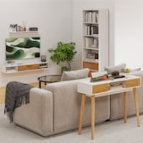 thumbnail of HOMCOM mueble de salón con estante de pared mueble de TV armario compartimentos orificios para cables para televisión de pared 120x24x16 cm blanco