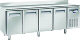 thumbnail of Cool Head Edelstahl-Kühltisch mit 4 Türen und Spritzschutz. Automatisches Auftauen. Temperatur -2°C/+8°C.  Maß cm 225x70x85/95 H. Kühlkopf QR4200