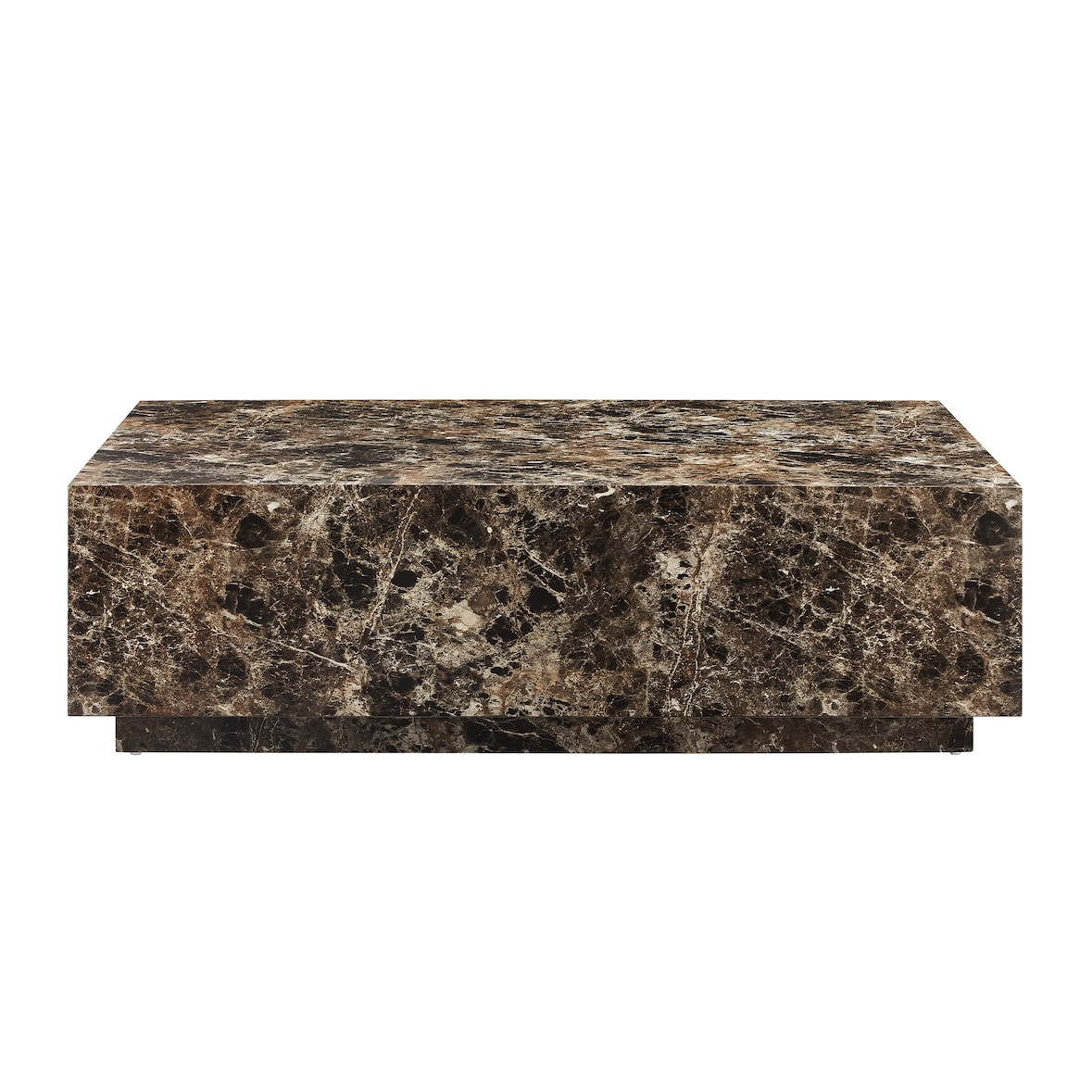 SalesFever Salontafel 120x75 cm | rechthoekig | MDF verijdeld in marmerlook | B 120 x D 75 x H 35 cm | Bruin