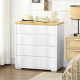 thumbnail of HOMCOM cómoda moderna con 4 cajones mueble cajonera de madera para dormitorio salón habitación 70x37x75 cm blanco y natural