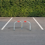 thumbnail of Relaxdays Parkplatzsperre klappbar, Parkbügel mit Vorhängeschloss, Stahl, HBT: 45x76x32cm, Sperrbügel Parkplatz, silber