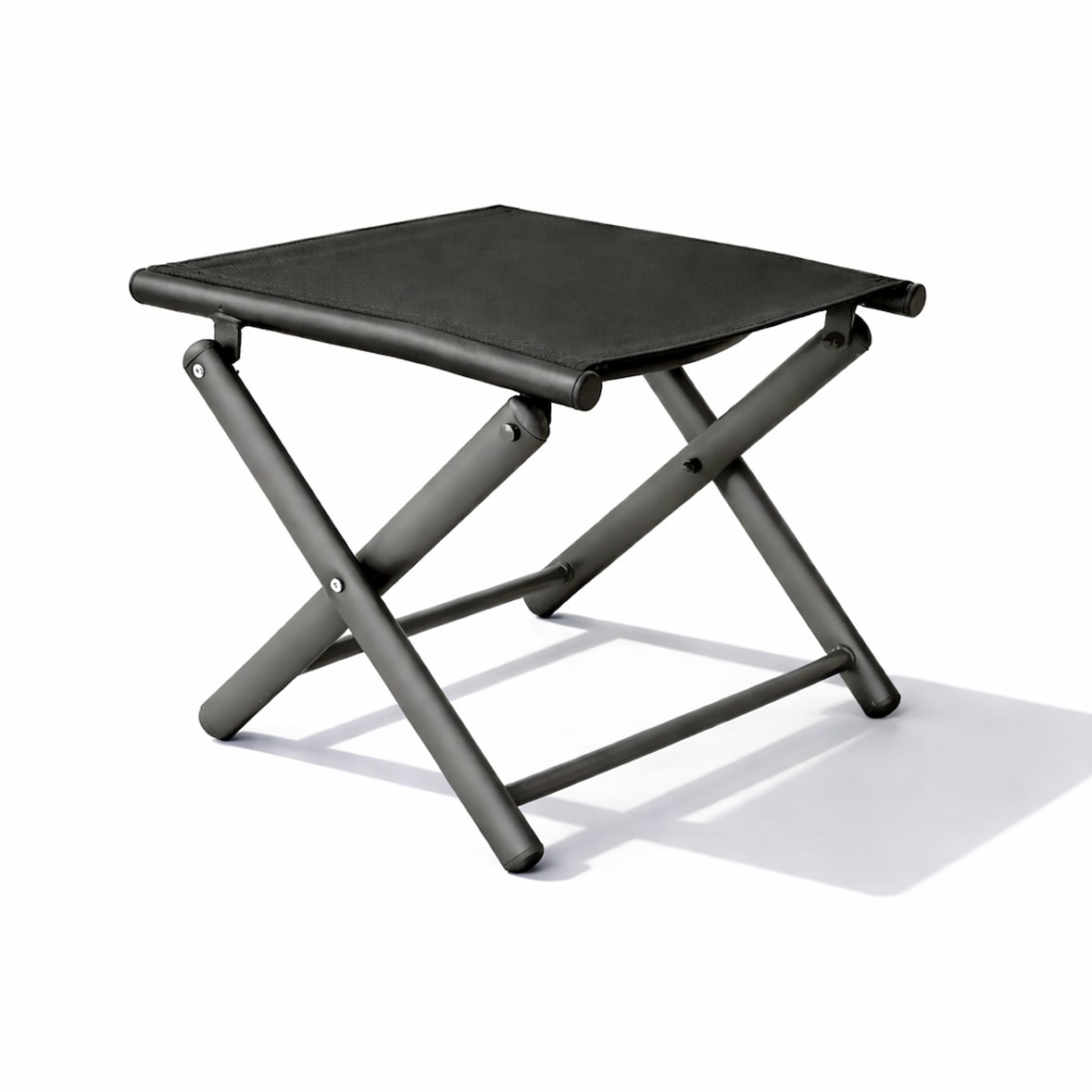 Garten Klapphocker / Fußhocker Metall - Textilen Anthrazit / Schwarz