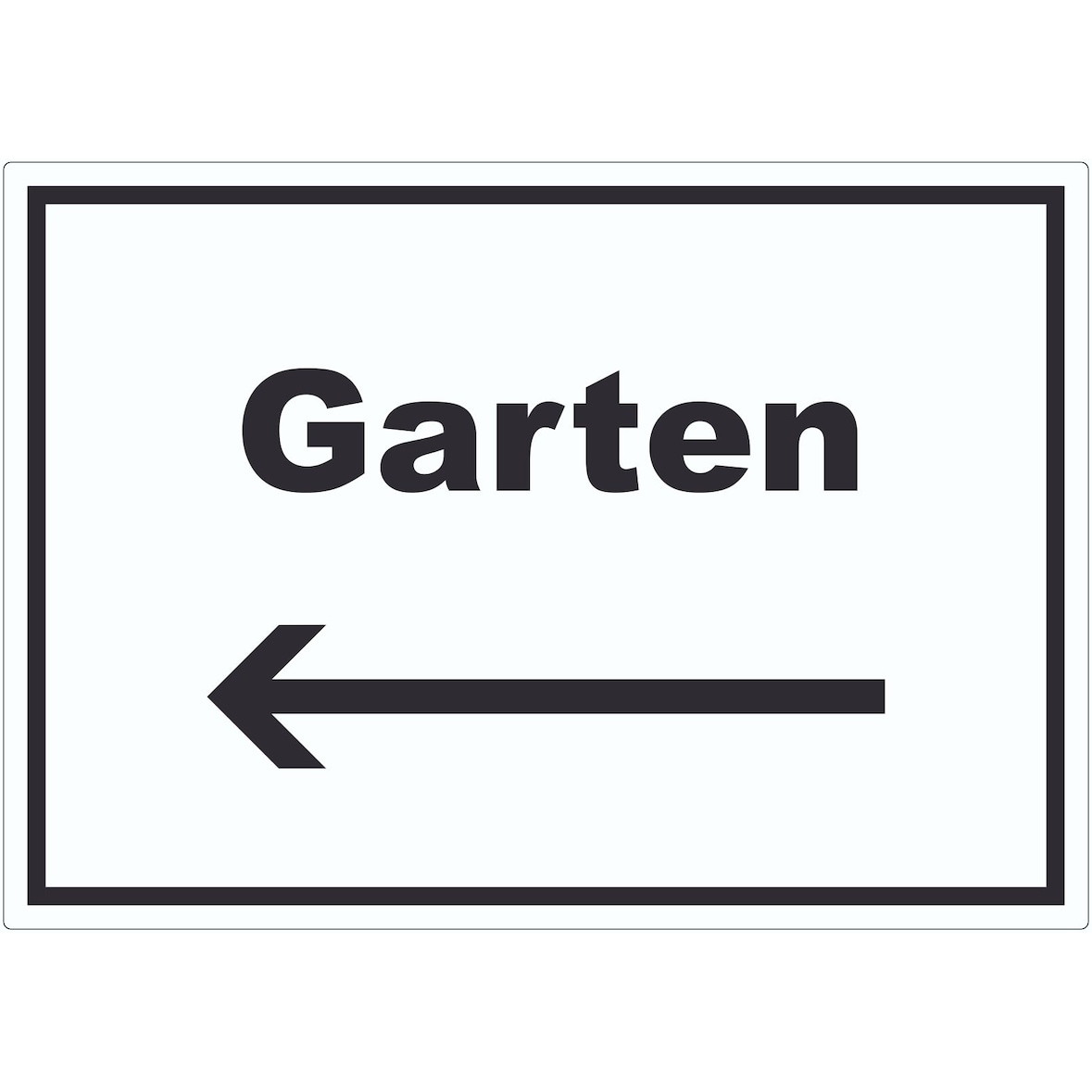 Garten Aufkleber mit Text und Richtungspfeil links Blumen Rasen waagerecht A7 (74x105mm)
