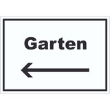 thumbnail of Garten Aufkleber mit Text und Richtungspfeil links Blumen Rasen waagerecht A7 (74x105mm)