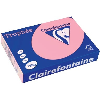 CLAIREFONTAINE Ramette de 250 feuilles papier couleur TROPHEE 160 grammes format A4 Rose 2634