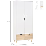 thumbnail of Armadio a Due Ante in Legno con 1 Ripiano e 2 Cassetti, Bianco