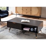 thumbnail of Couchtisch 110x60x43 cm Schwarz mit Eiche-Dekor Wohnzimmertisch, Sofatisch Rechteckig mit Stauraum, Kaffeetisch mit Schubladen, Tisch Wohnzimmer mit