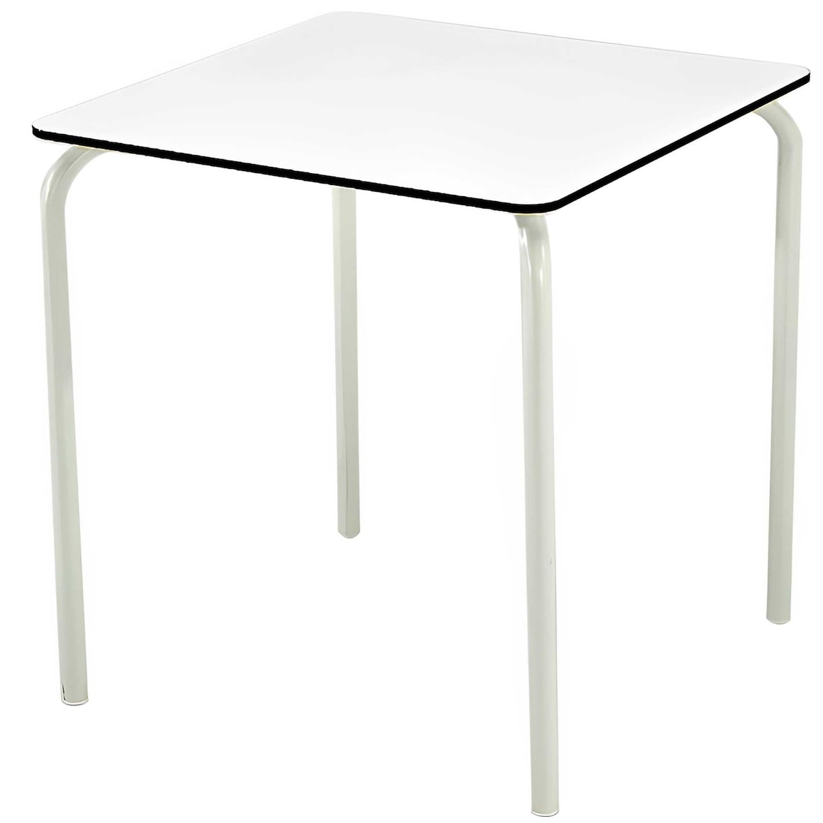 Vierkante tafels 80x80 cm in witte kleur. Stapelbaar horecameubilair voor binnen en buiten terras van bar, restaurant, café en horeca.