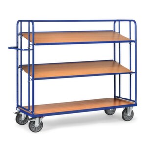 Etagenwagen, Tragl. 500kg, 3 Etage(n), Ladefl. LxB 1250x610mm, Holzböden, neigbar