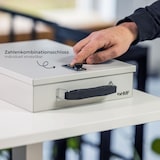 thumbnail of HMF 1413-07 Dokumentenkassette mit Zahlenschloss, DIN A4, 37,5 x 26,5 x 8 cm, Lichtgrau