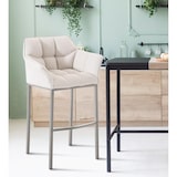 thumbnail of Taburete de Bar Damaso Tela con Base de Cuatro Patas Blanco/Acero inoxidable