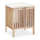 thumbnail of Relaxdays Wäschekorb mit Sitz, Badhocker mit Stauraum, 40 l Wäschesammler, Holz/Stoff, HBT: 51 x 41 x 41 cm, natur/weiß