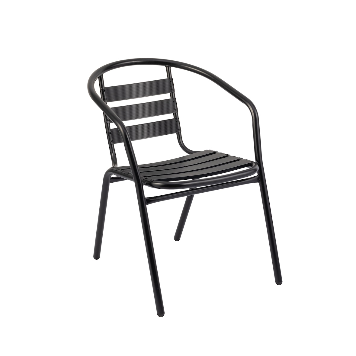 METRO PROFESSIONAL Silla apilable con reposabrazos Gastro Narni, aluminio, negro