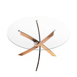 thumbnail of Angel Cerdá Runder Esstisch aus gehärtetem Glas und rosa Stahl 1169-Ø140C Ø140 x 75