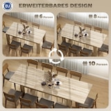 thumbnail of Ausziehbarer Esstisch 260x90x77 cm Eiche mit Schmetterlingsmechanismus integrierten Einlegeplatten platzsparend melaminbeschichtet
