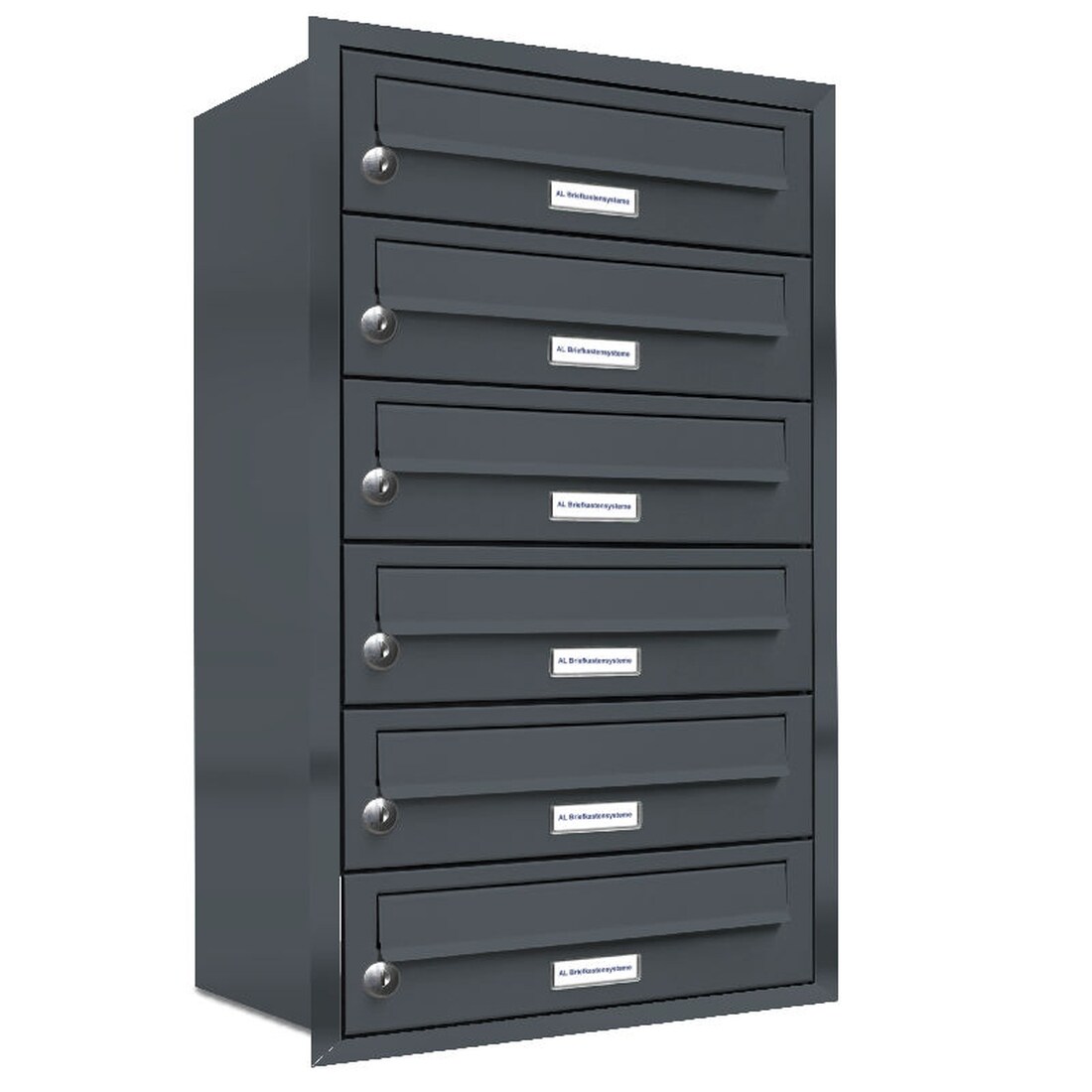 AL Briefkastensysteme 6 Fächer Premium Unterputz Briefkasten Anlage RAL 7016 Anthrazit Grau, Post A4, modern, wetterfest, Artikelnummer: 132P6U1P7016