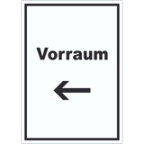 thumbnail of Vorraum Aufkleber mit Text und Richtungspfeil links Diele Vorzimmer hochkant A2 (420x594mm)