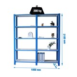 thumbnail of Módulo de 2 estantes Officlick com 5 prateleiras cada. Azul/branco 2100x1800x400 mm