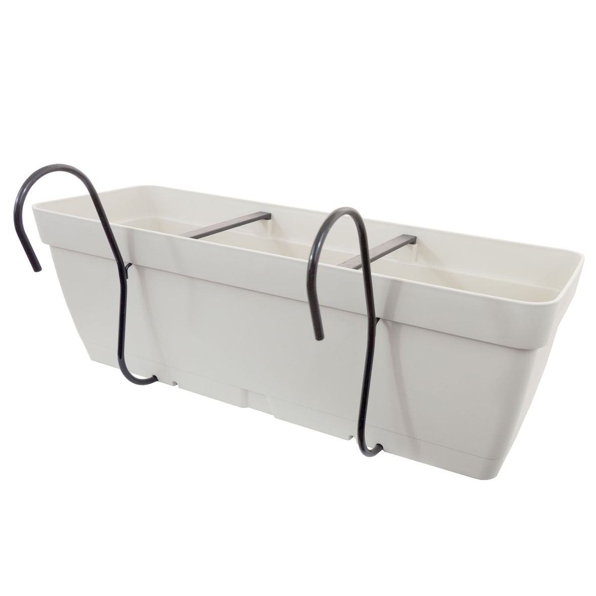 ArtPlast - Balkonblumentopf 7,5L mit gebogenem Haken 39x16,1x16 cm in Farbe Weiß - LOLEGO FLY SQUARE-Kollektion