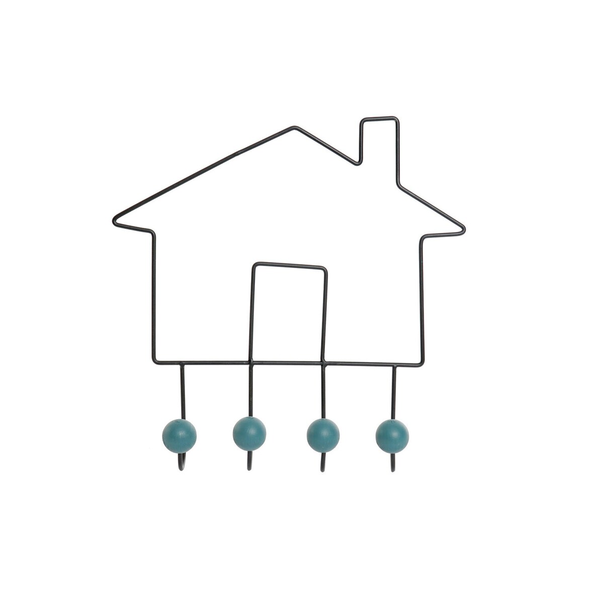 perchero pared metal madera 39,5x8x39,5 casa negro