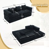 thumbnail of Merax Schlafsofa Modulares 3-Sitzer Sofa mit Seitentaschen – aus Chenille, beliebig kombinierbar, Schwarz