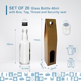 thumbnail of 20 Mini Bottiglie in Vetro 40ml con Tappo Nero, Scatola, Sigillo, Etichetta Kraft e Spago – Bomboniere, Liquori, Salse