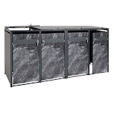 thumbnail of Set 4x copribidoni box spazzatura rifiuti HWC-J82 80x264x117cm acciaio inox antracite marmo scuro