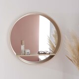 thumbnail of Miroir rond en chêne avec étagère D60cm