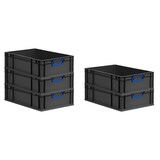 thumbnail of Eurobox NextGen Color, HxBxT 17x40x60cm, 34 Liter, Griffe blau zu, Schwarz, Eurobehälter, Transportbehälter