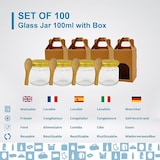 thumbnail of Lote de 100 tarros de vidrio 100 ml con caja con ventana y cucharas