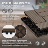 thumbnail of ECD Germany – WPC Terrassenfliesen – 30x30 cm 11 Stk.=1m² Dunkelbraun Mosaik | Holzoptik, Klicksystem mit Drainage