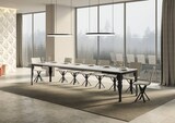 thumbnail of Ausziehbarer Tisch 90x160/420 cm Paxon Evolution Gestell Weiß Esche Anthrazit