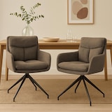 thumbnail of CHEFGASTRO 2er Set Esszimmerstuhl SAINT LOUIS Stoff HxBxT 83x57x62cm Stoff Braun Küchenstuhl