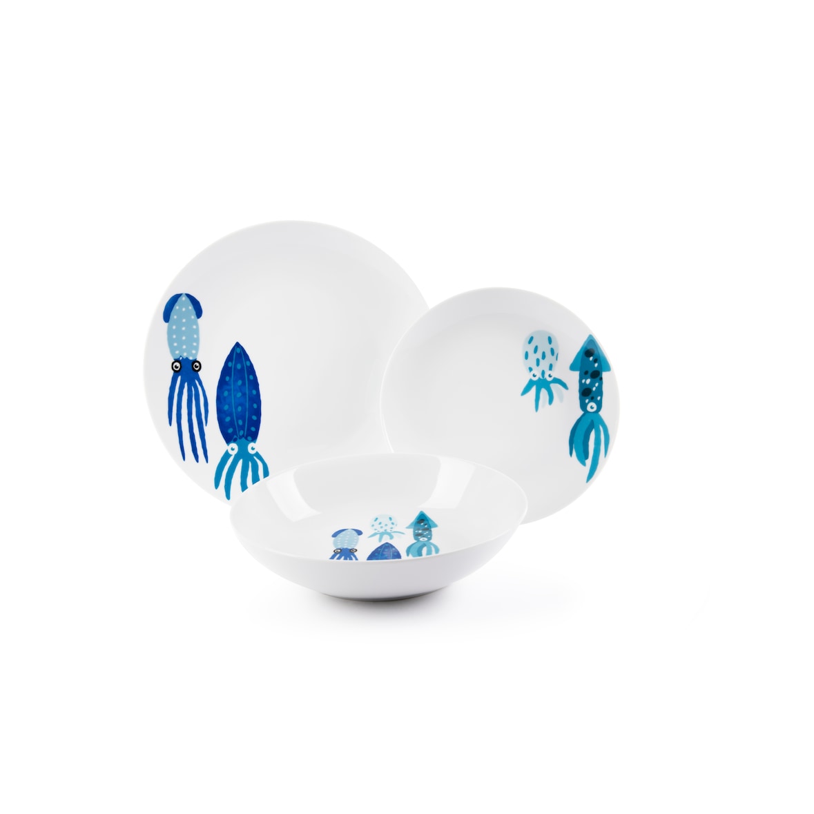 Excelsa Geschirrset 12-Teiliges Squid Porzellan Blau