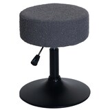 thumbnail of Conjunto de 2 bancos HWC-C22, banco de maquilhagem, giratório regulável em altura Ø 37cm tecido bouclé 450g/m² FSC® ~ cinzento escuro