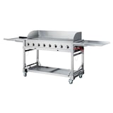 thumbnail of METRO PROFESSIONAL Barbecue a gas a 8 bruciatori, superficie di cottura 49 x 120 cm, tavolo laterale, con ruote, copertura, acciaio inox, argento