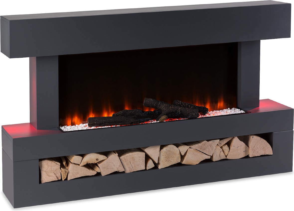 KlarsteinStudio Light & Fire 3 Smart Kamin 1000/2000W MDF WiFi-SteuerungDunkelgrau