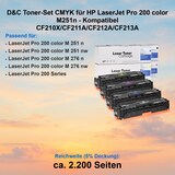 thumbnail of D&C Toner-Set CMYK für HP LaserJet Pro 200 color M251n - Kompatibel CF210X/CF211A/CF212A/CF213A