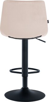 thumbnail of Décoshop26 - Moderner Barhocker x1 in cremefarbenem Samt mit Steppmuster und schwarzem Metallfuß in Trompetenform 10_0005666